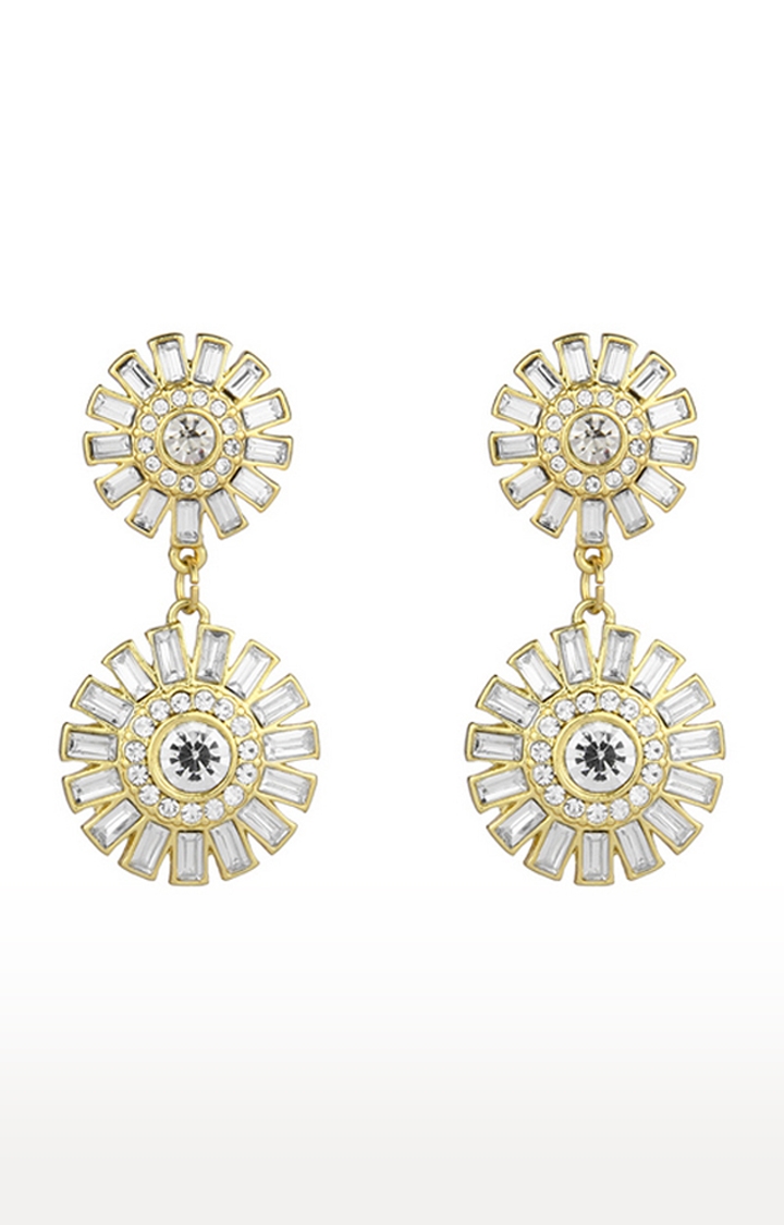 Lilly & sparkle | Lilly & Sparkle Gold Toned Geometric Stone Studded Dangler Earrings
