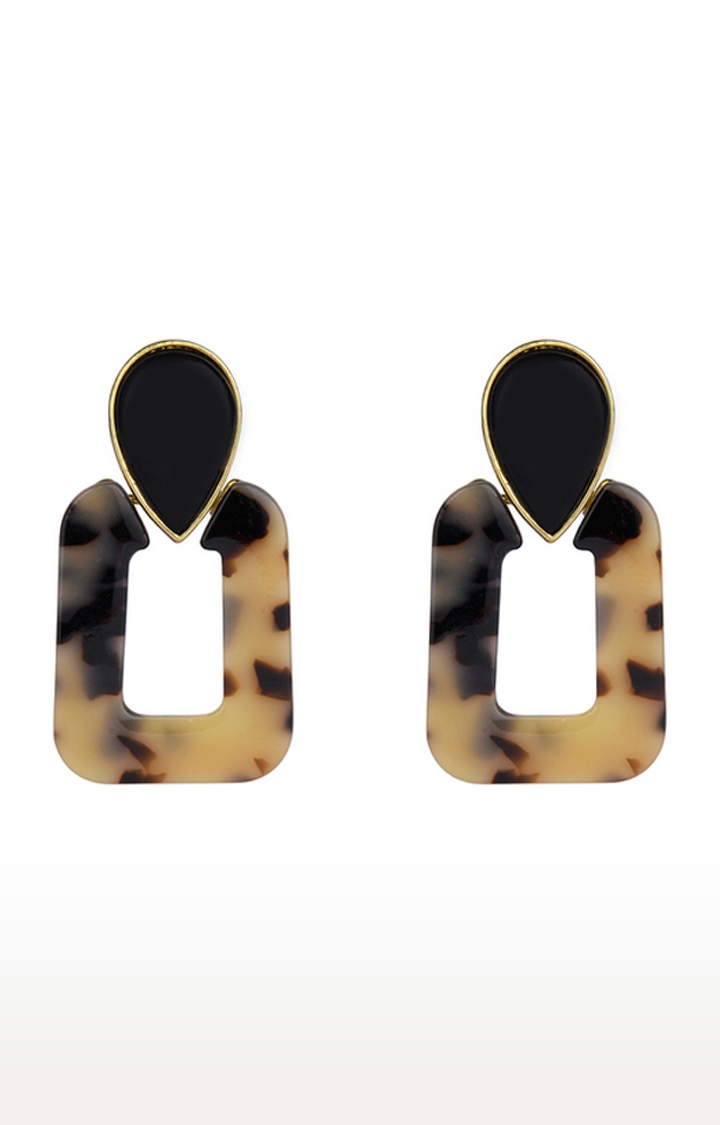 Lilly & sparkle | Lilly & Sparkle Gold Tonned Tiger Acetate Dangler Earrings