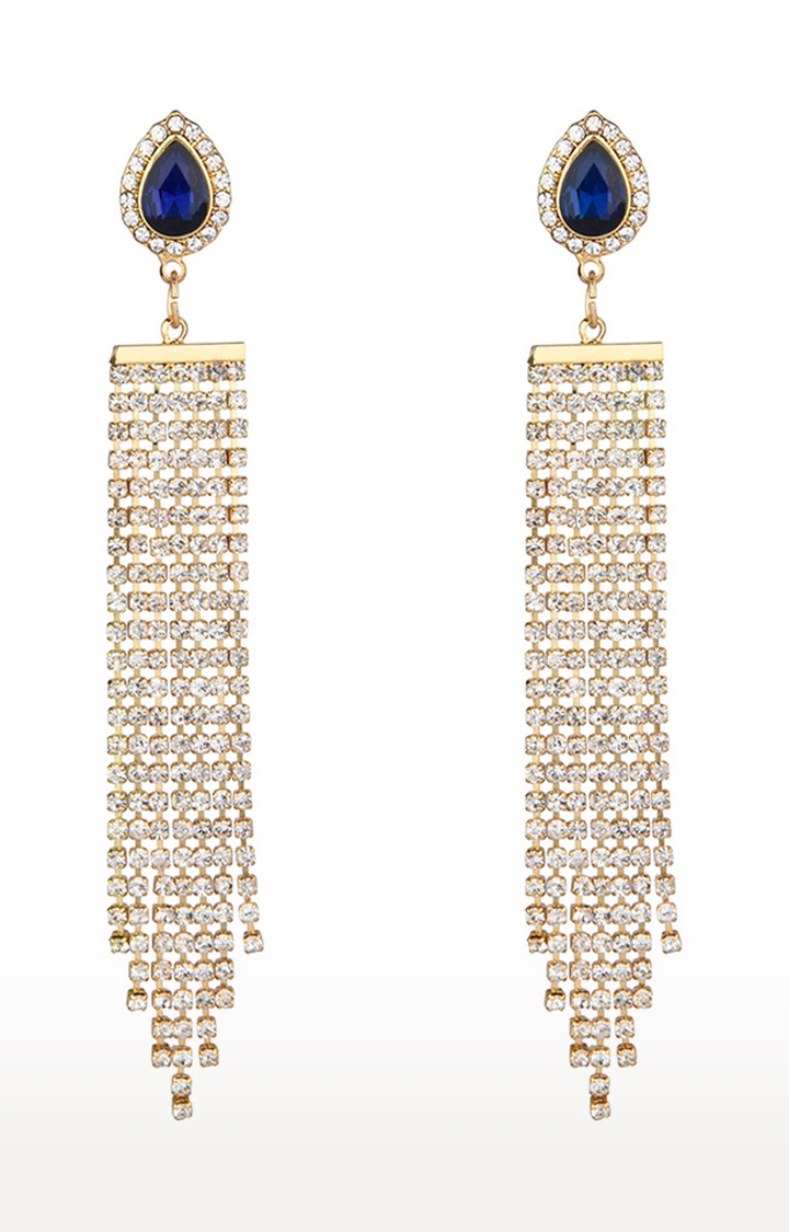 Lilly & sparkle | Lilly & Sparkle Blue Drop Stone Studded Shoulder Dangler Earrings