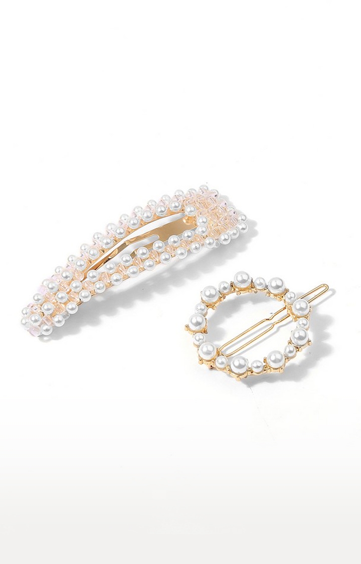 Lilly & sparkle | Lilly & Sparkle Pearl Studded Stylish Metal Tictac Hair Clips || Hair Pins || Hair Clips For Women And Girls- Set Of 2