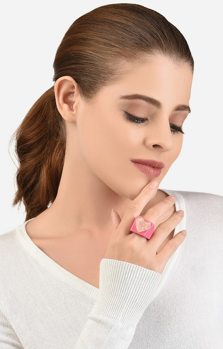 Lilly & sparkle | Lilly & Sparkle Pink Gliter Heart Resin Ring