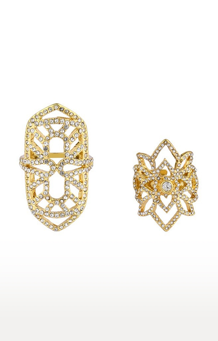 Lilly & sparkle | Lilly & Sparkle crystal studded filigree cocktail rings Set of 2