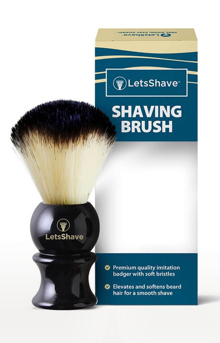 LetsShave Imitation Badger Shaving Brush - Hand Made, Soft Hair - Glossy Black Handle