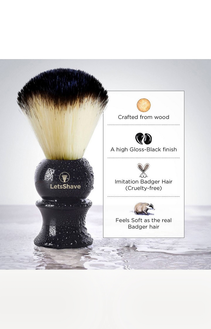 LetsShave Imitation Badger Shaving Brush - Hand Made, Soft Hair - Glossy  Black Handle