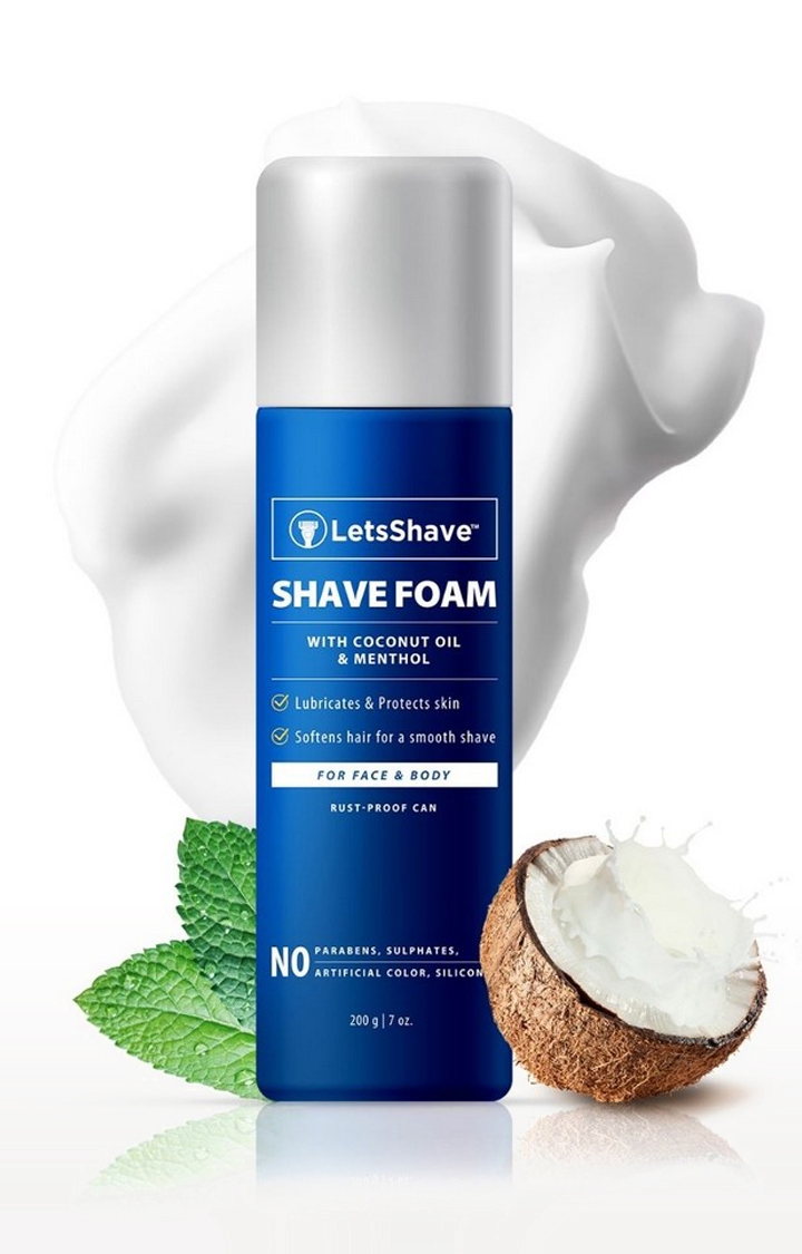 LetsShave Shave Foam - Coconut Oil Enriched - 200 g