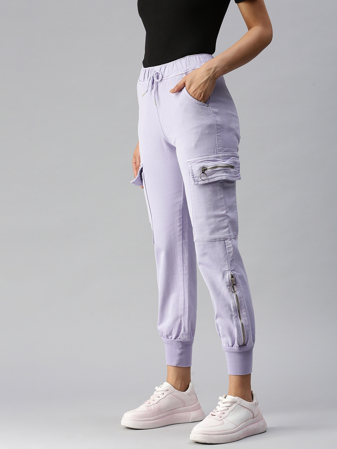 SHOWOFF Women's Clean Look High-Rise Lavender Jogger Fit Jeans