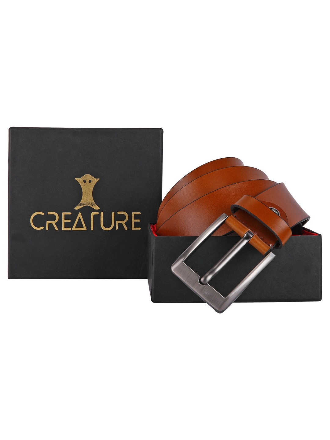 CREATURE | Creature Plain Solid Formal/Casual Tan Genuine Leather Belts For Men 4