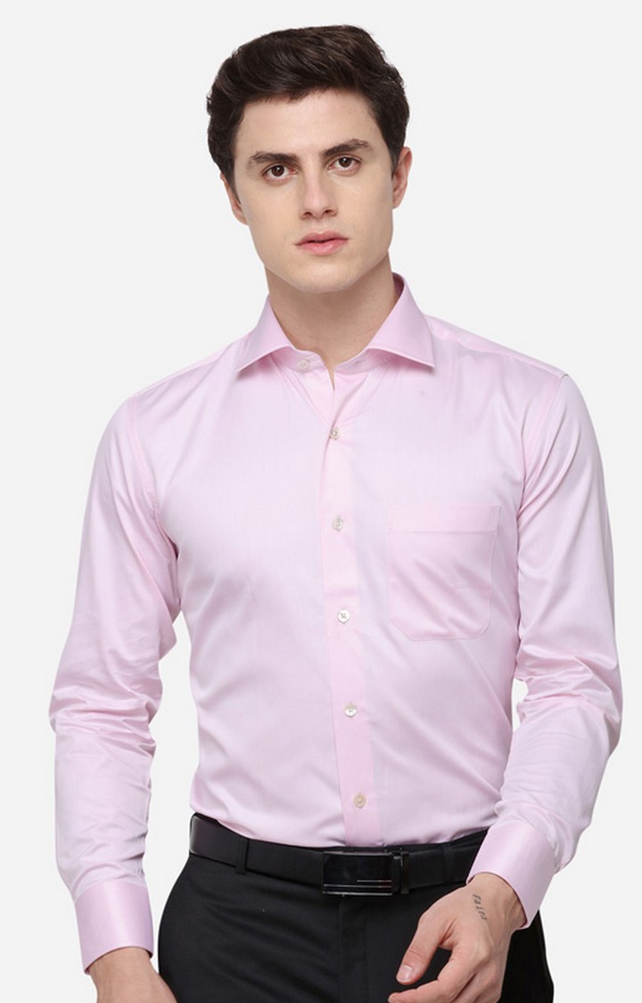 JBSL238/3,PINK PALIN (SFT) Men's Pink Cotton Solid Formal Shirts