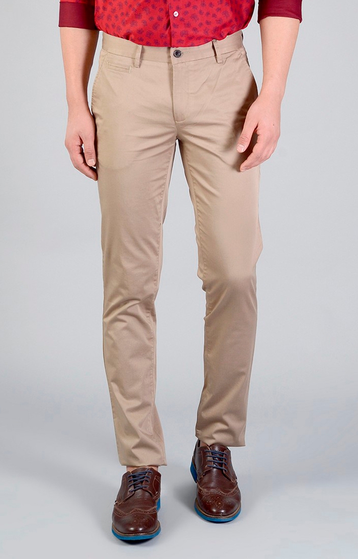 JBCT110/1,TUFFET PLAIN Men's Brown Cotton Solid Trousers