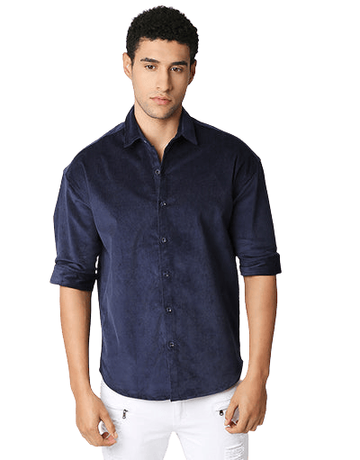 Hemsters | Hemsters Men Solid Casual Blue Shirt