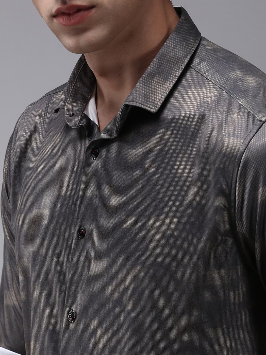Men's Green Polyester Printed Casual Shirts