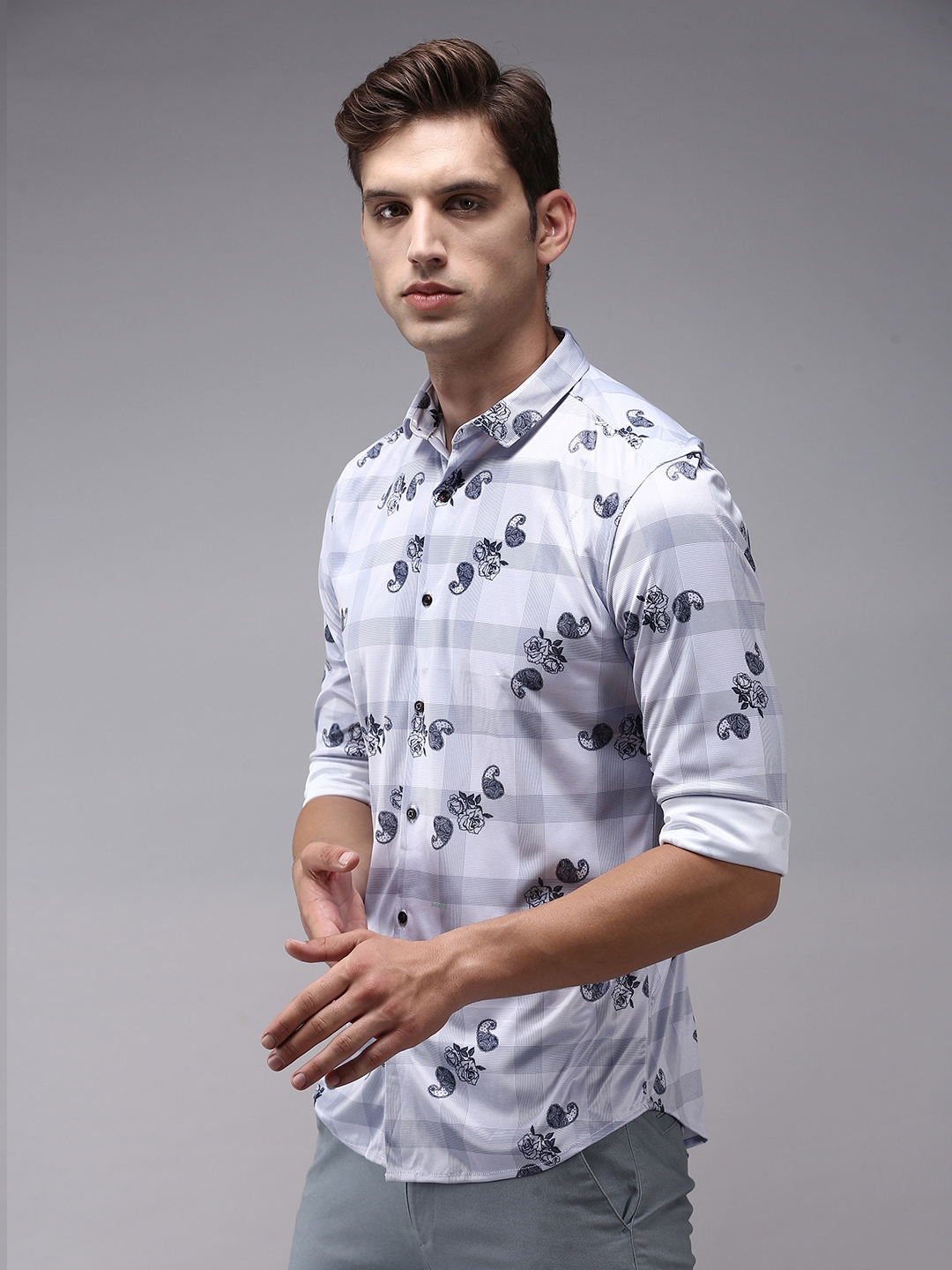 Men's Purple Polyester Printed Casual Shirts