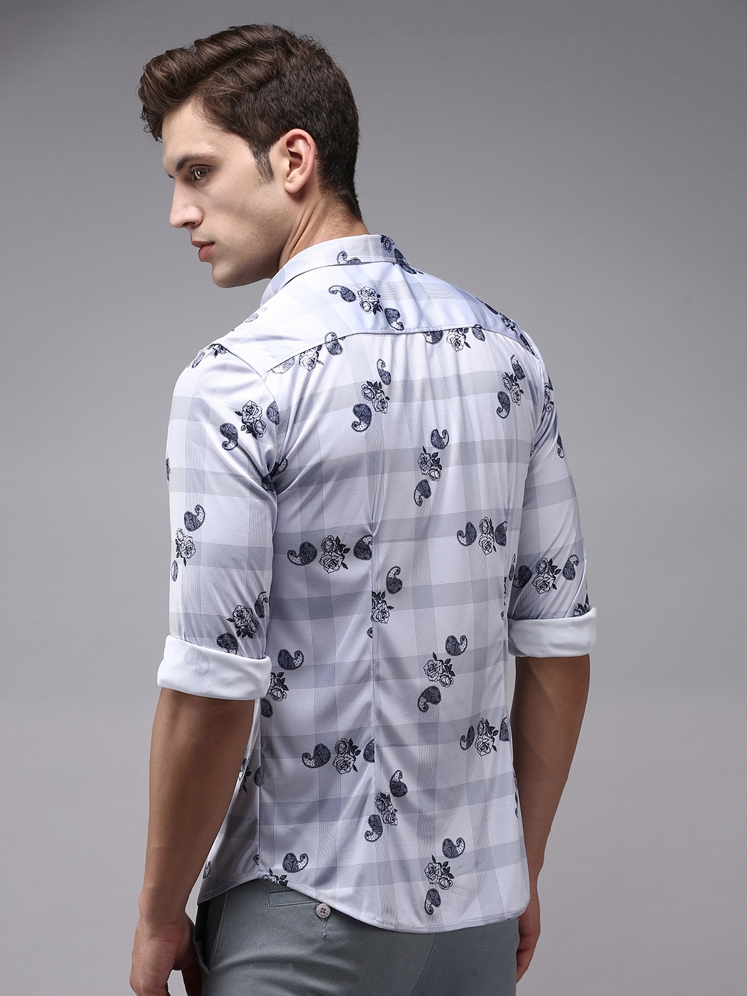 Men's Purple Polyester Printed Casual Shirts