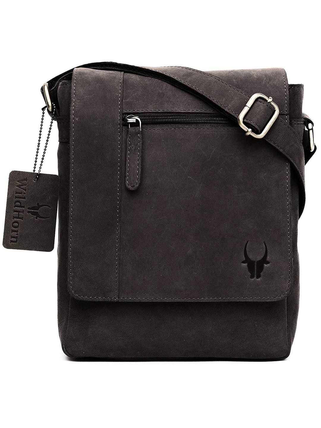 WildHorn | WildHorn Classic Genuine Leather Brown Solid Sling Bag for Men