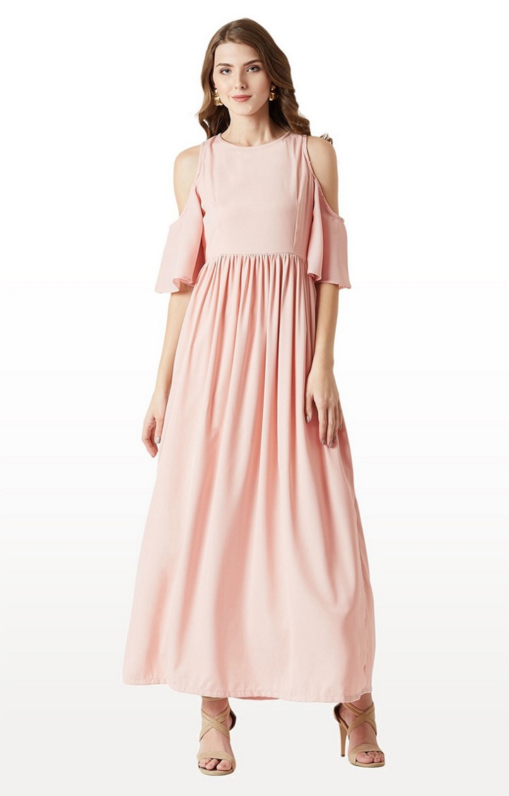 Women's Pink Solid Maxi Dress