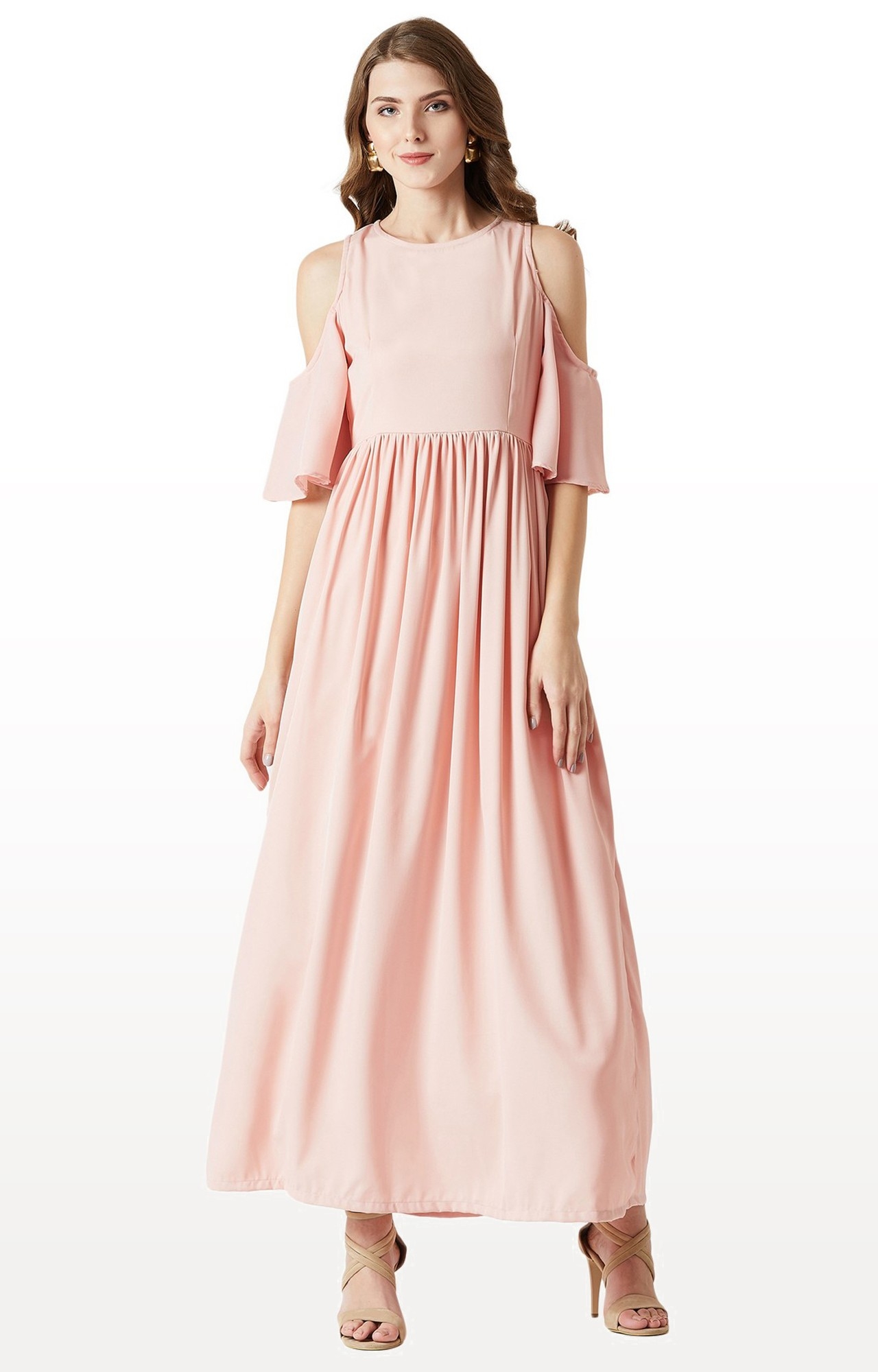 MISS CHASE | Pink Solid Maxi Dress