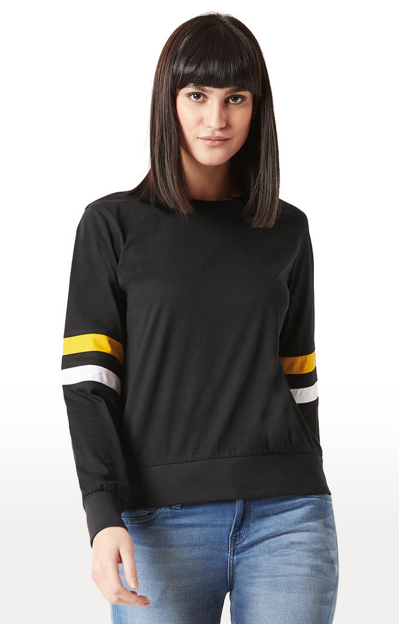 MISS CHASE | Black Solid Sweatshirt