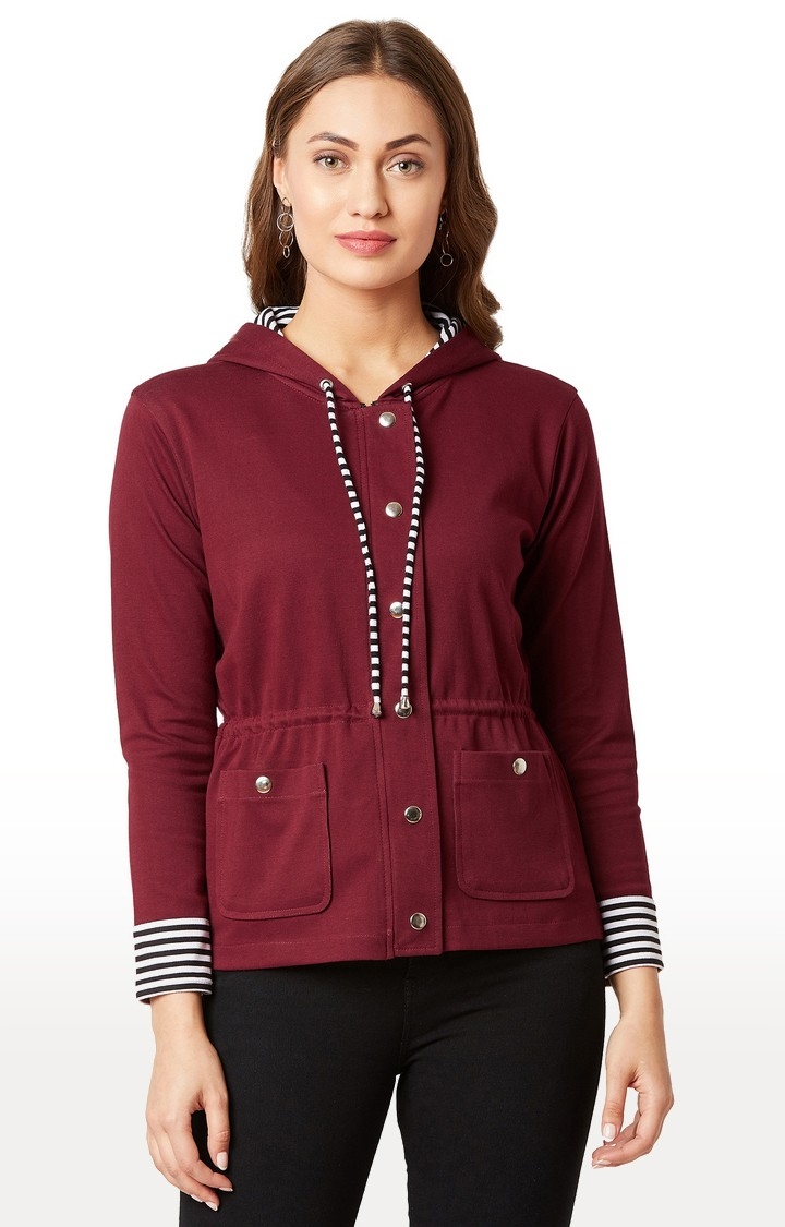 MISS CHASE | Red Solid Front Open Jacket