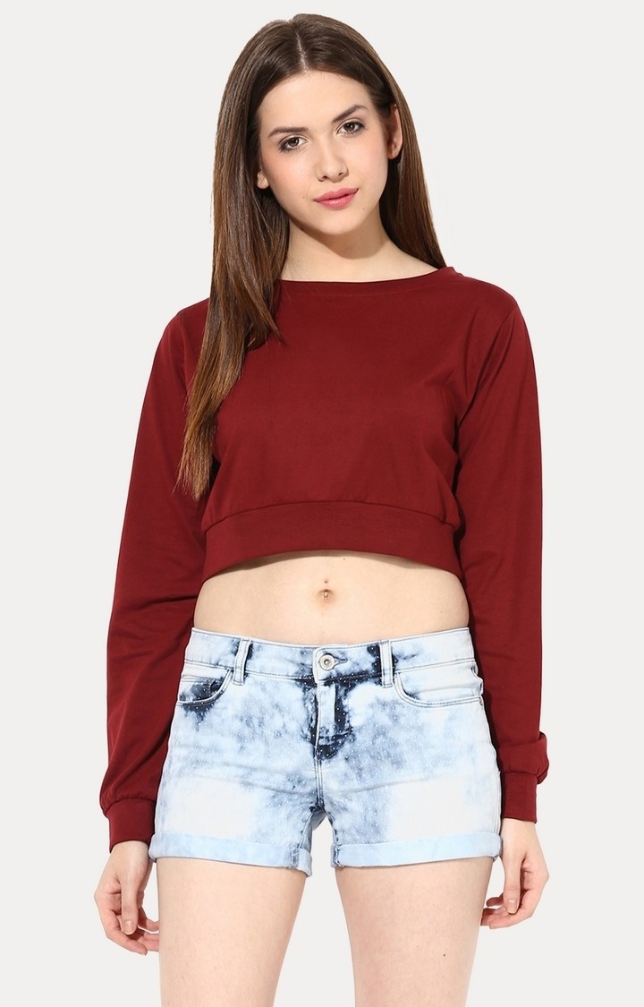 MISS CHASE | Red Solid Crop Top