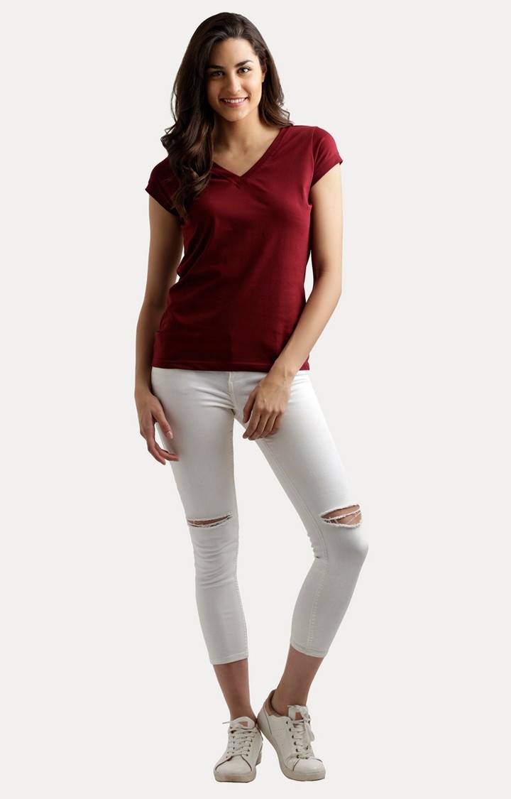 MISS CHASE | Red Solid Blouson Top 1