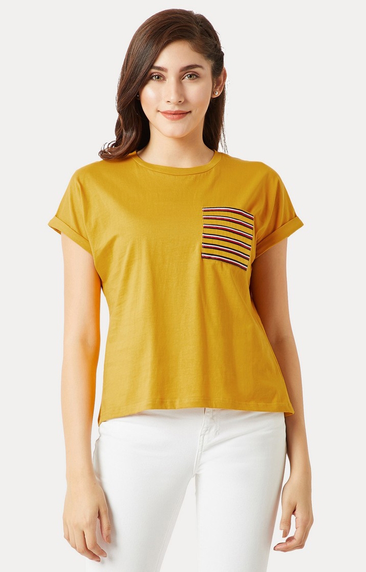 MISS CHASE | Yellow Solid T-Shirt
