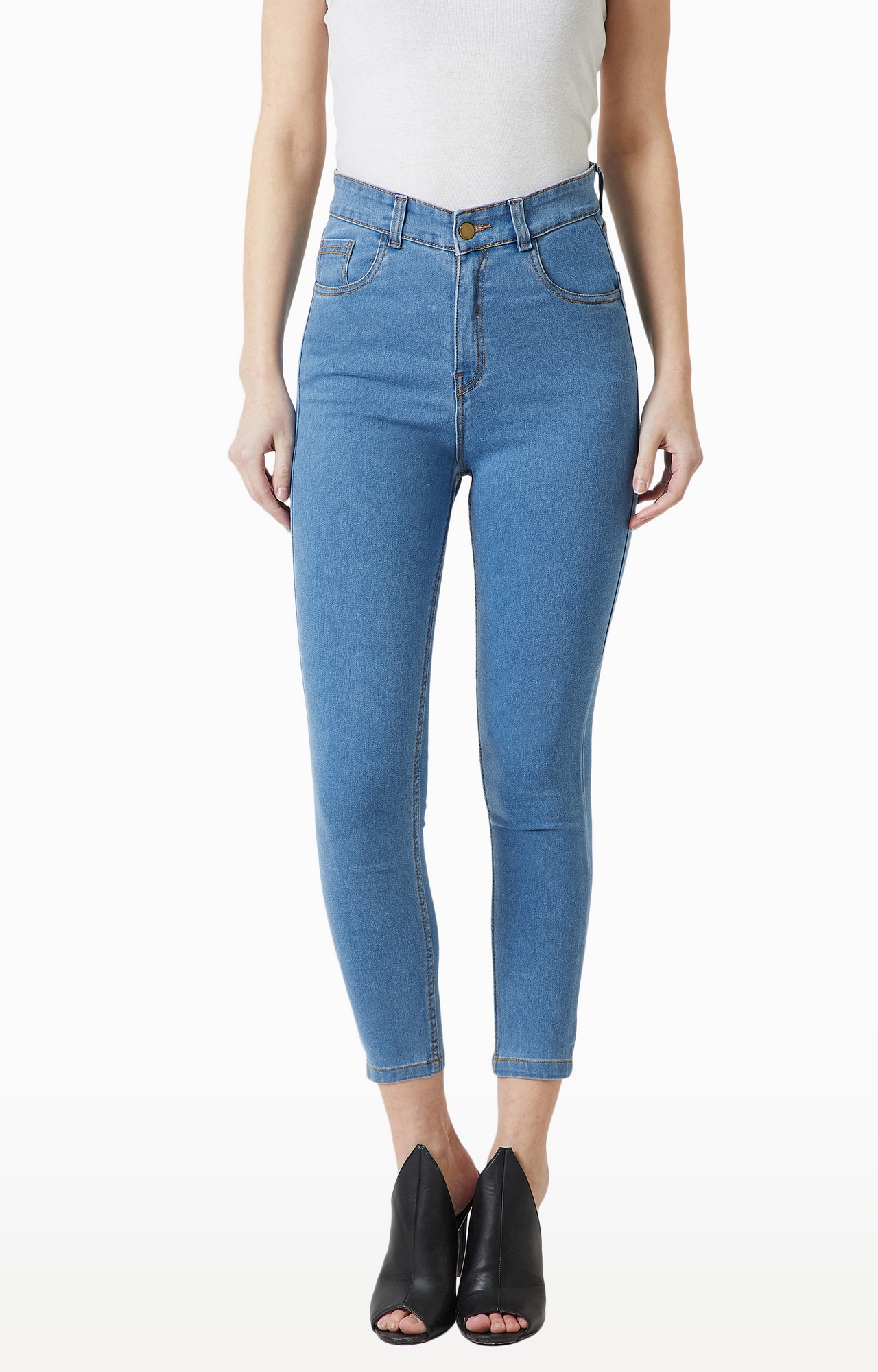 MISS CHASE | Blue Solid Tapered Jeans
