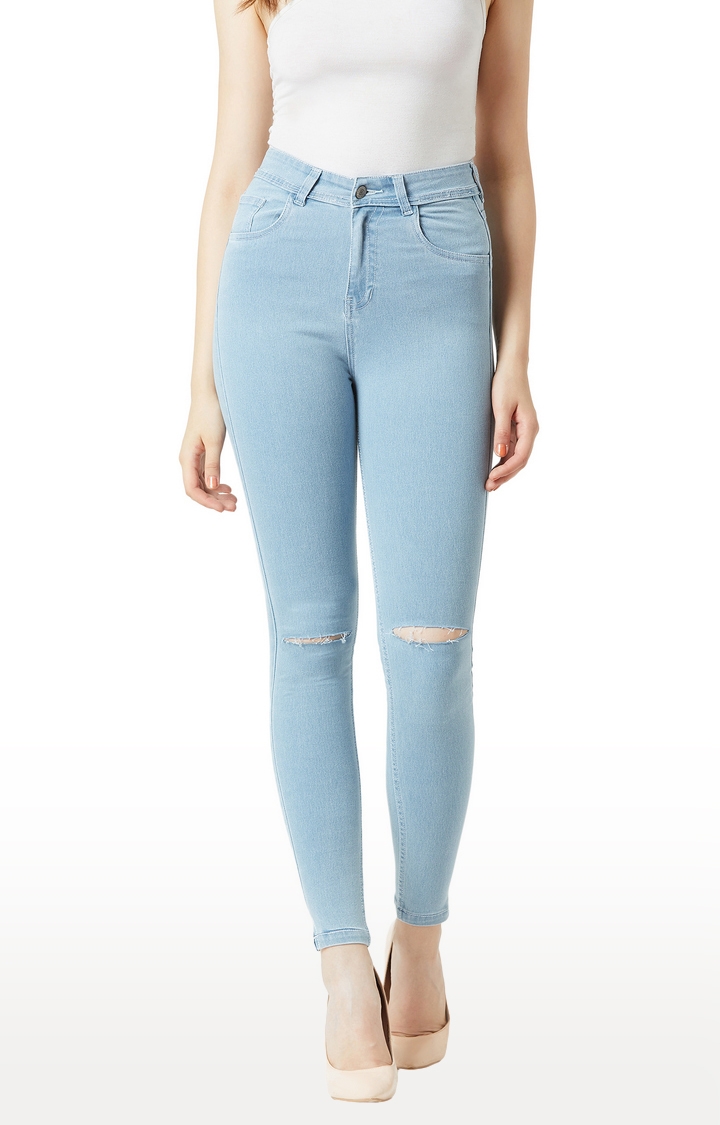 MISS CHASE | Light Blue Ripped High Rise Jeans