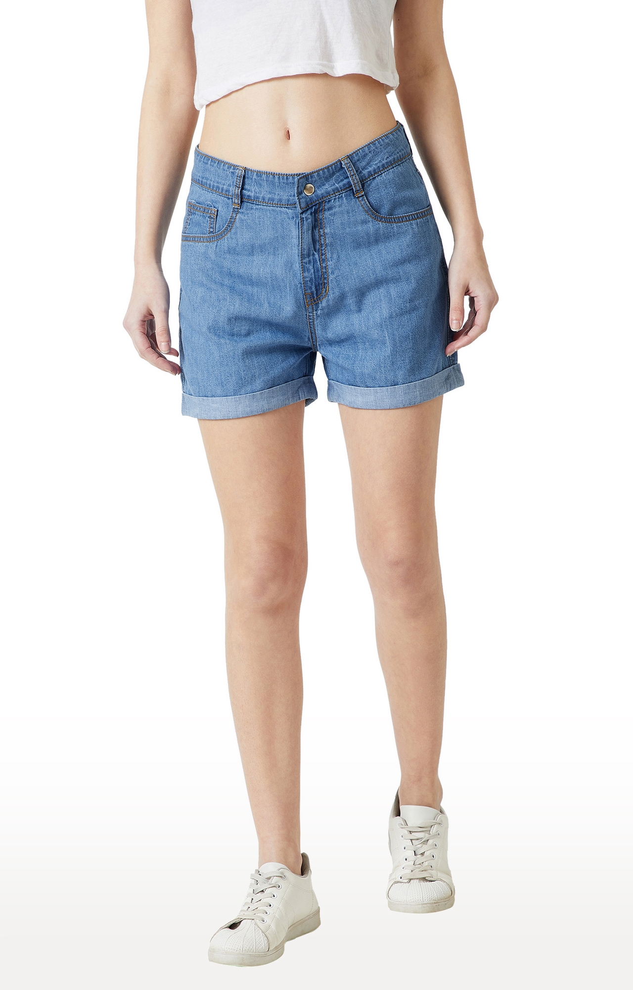 MISS CHASE | Blue Solid Shorts