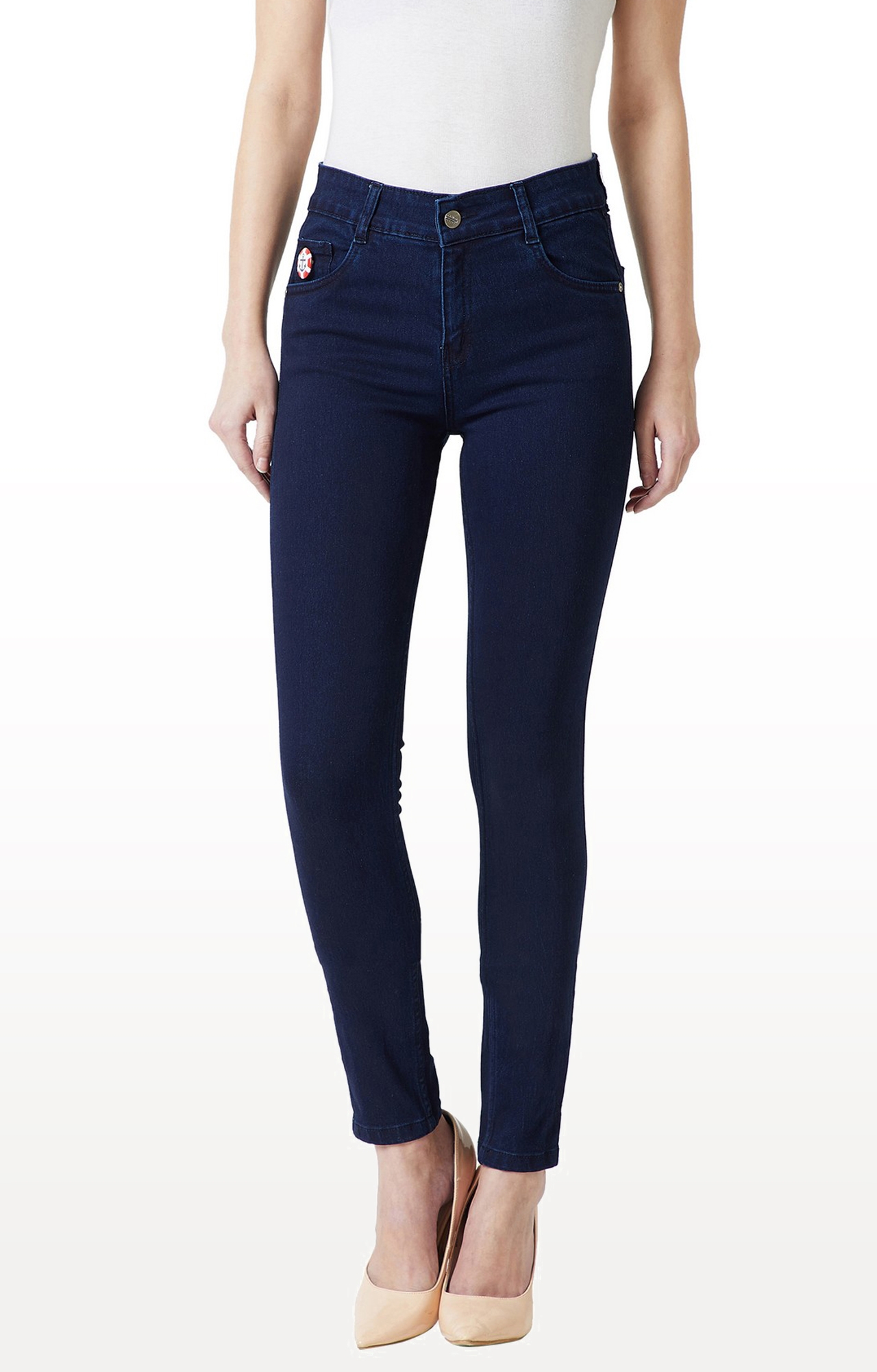 MISS CHASE | Navy Solid Tapered Jeans