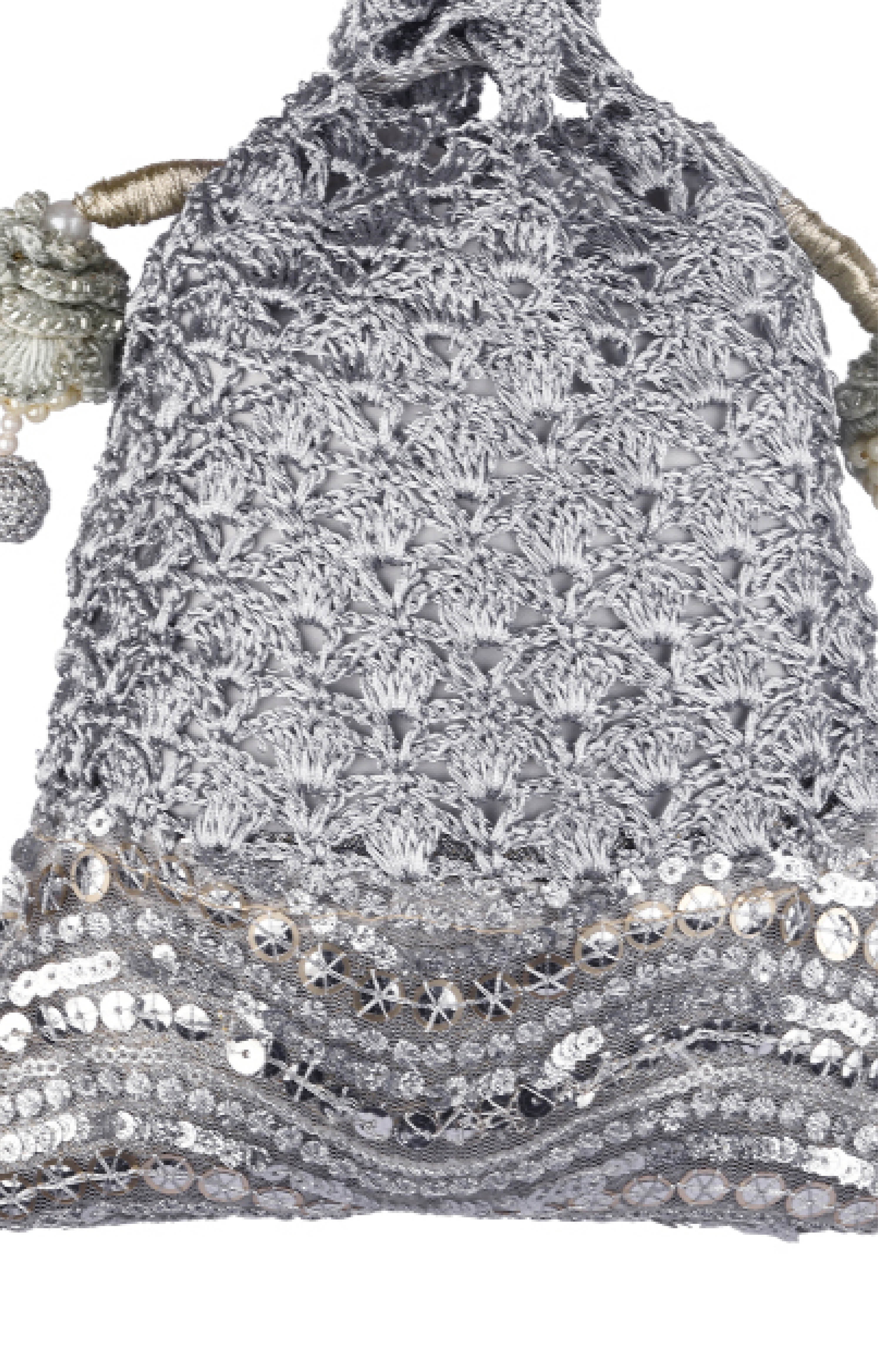 Krisha Silver Crochet Potli