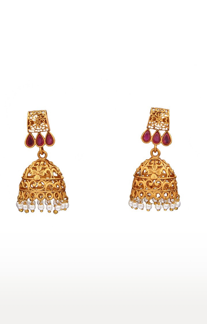 55Carat | Red Copper 18Kgold Plated Crystals Dangle & Drop Earrings