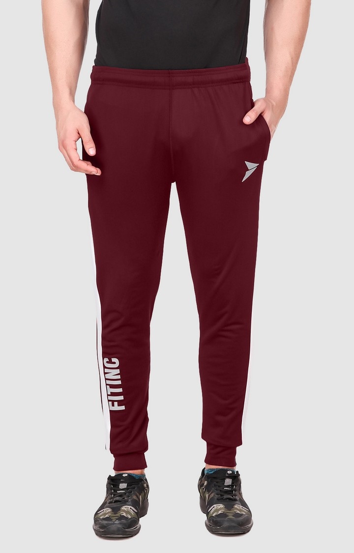 Fitinc Men’s Maroon Sports Jogger with Zip Pockets