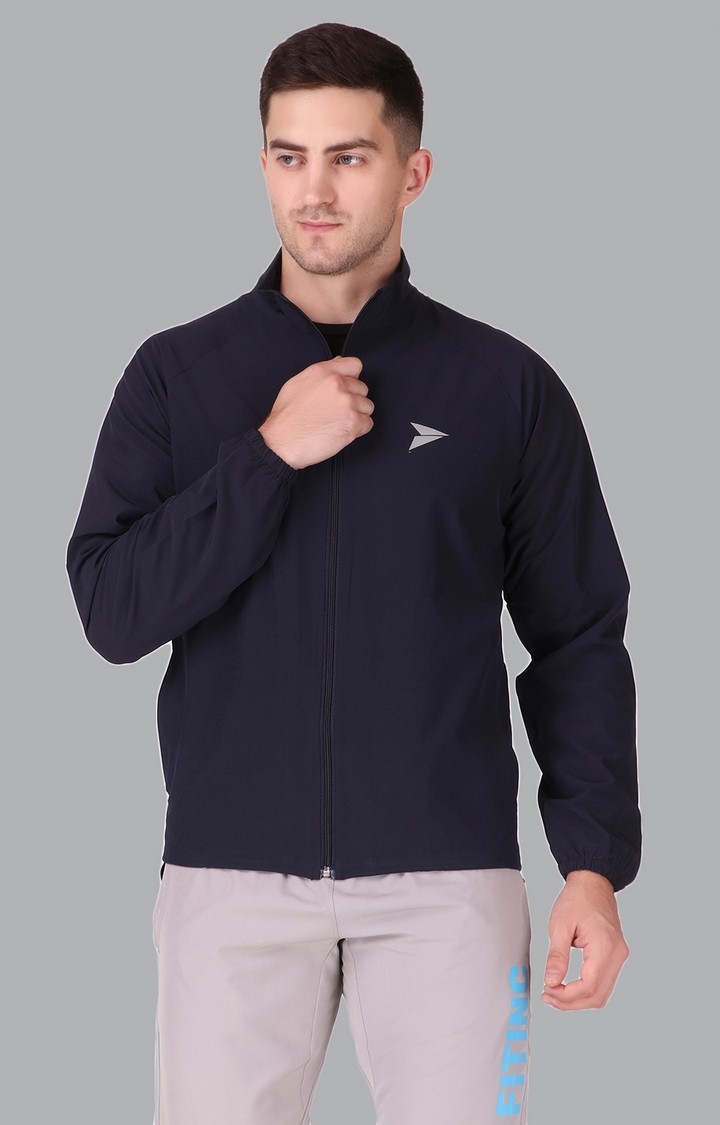 Fitinc Navy Blue N S Jacket for Men with Two Zipper Pockets