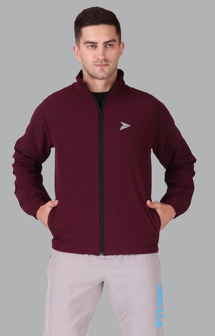 Fitinc | Fitinc Maroon N S Jacket for Men with Two Zipper Pockets