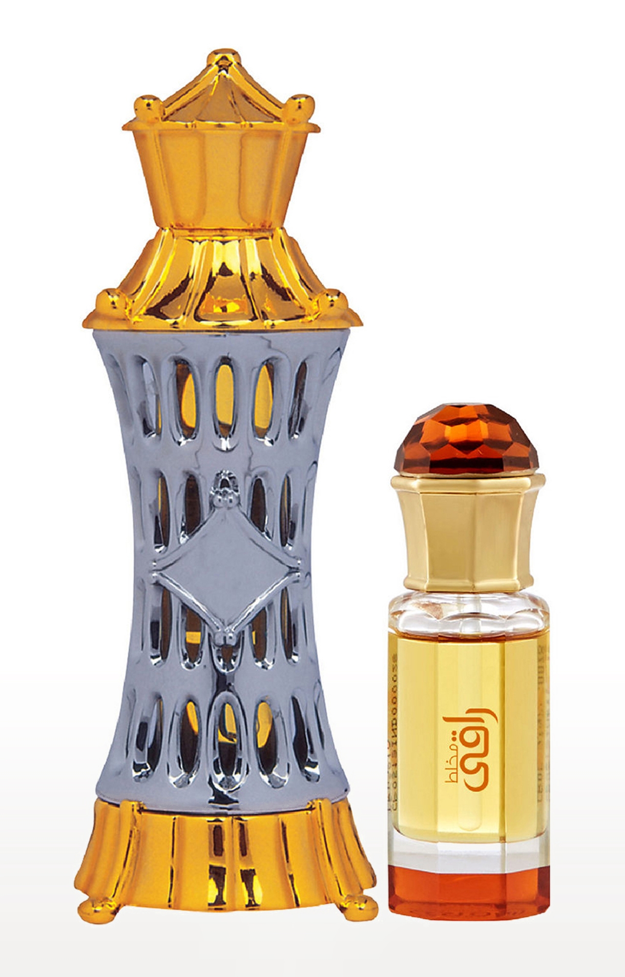 Ajmal Mizyaan Concentrated Perfume Oil Oriental Musky Alcohol-free Attar 14ml for Unisex and Mukhallat Raaqi Concentrated Perfume Oil Alcohol-free Attar 10ml for Unisex