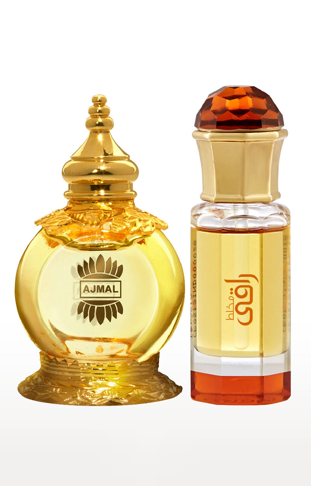 Ajmal Mukhallat AL Wafa Concentrated Perfume Oil Oriental Musky Alcohol-free Attar 12ml for Unisex and Mukhallat Raaqi Concentrated Perfume Oil Alcohol-free Attar 10ml for Unisex