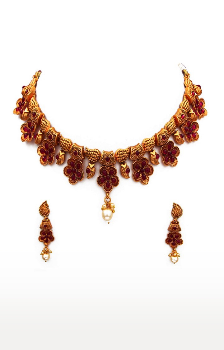 55Carat | Red Women 18K Gold Plated Crystal Jewellery Sets