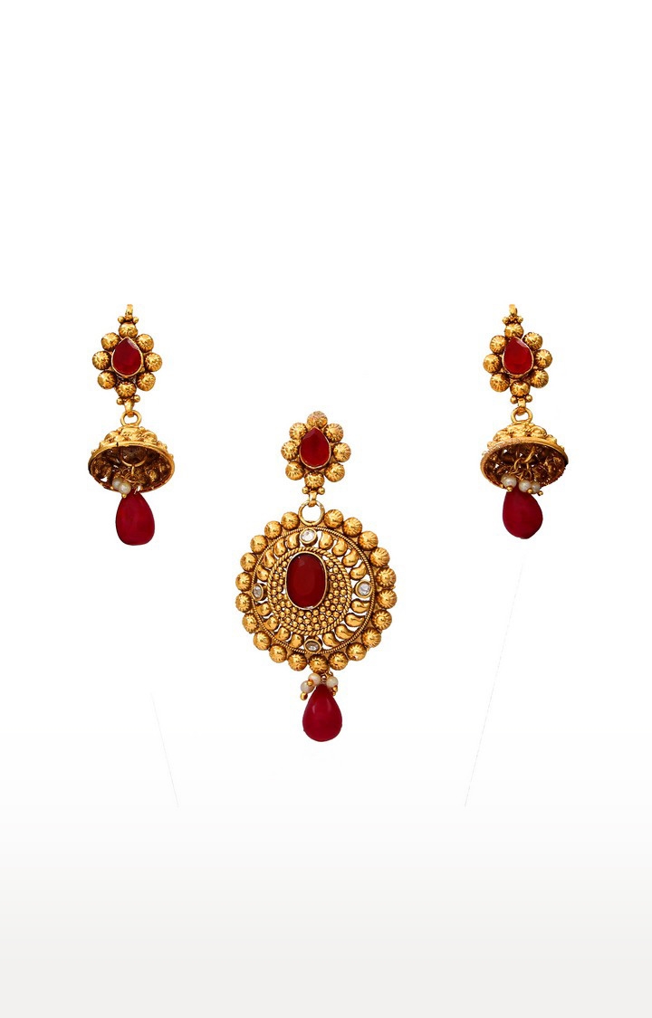 55Carat | Red Copper Gold Plated Crystal Jewellery Sets
