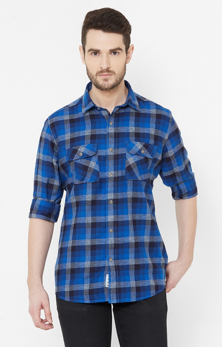 EVOQ | EVOQ Full Sleeves Cotton Checks Shirt for Men