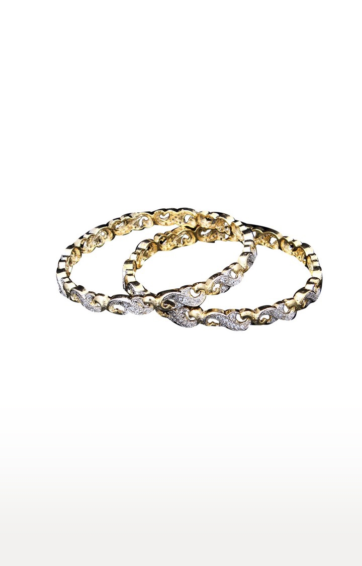 55Carat | Silver Copper 14K Gold Plated Cubic Zirconia Bangles