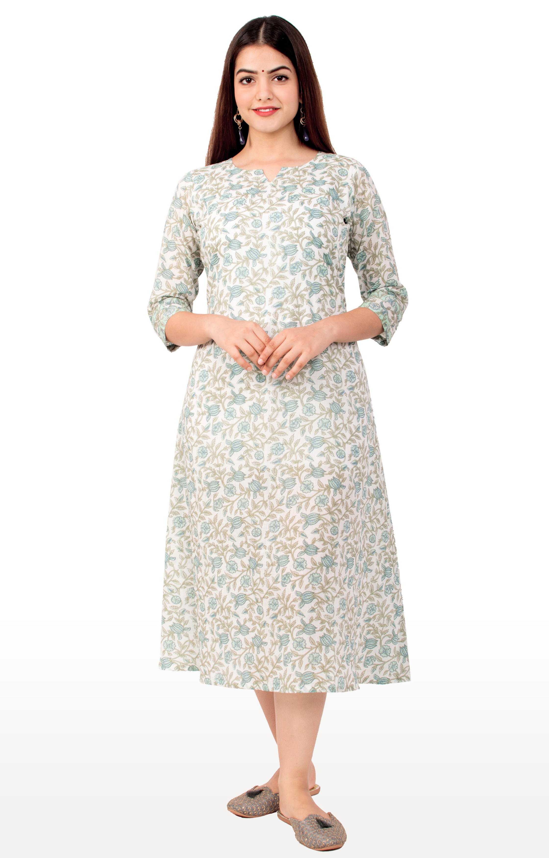 Miravan cotton floral printed A Line kurti With Jacket for women's / girls 