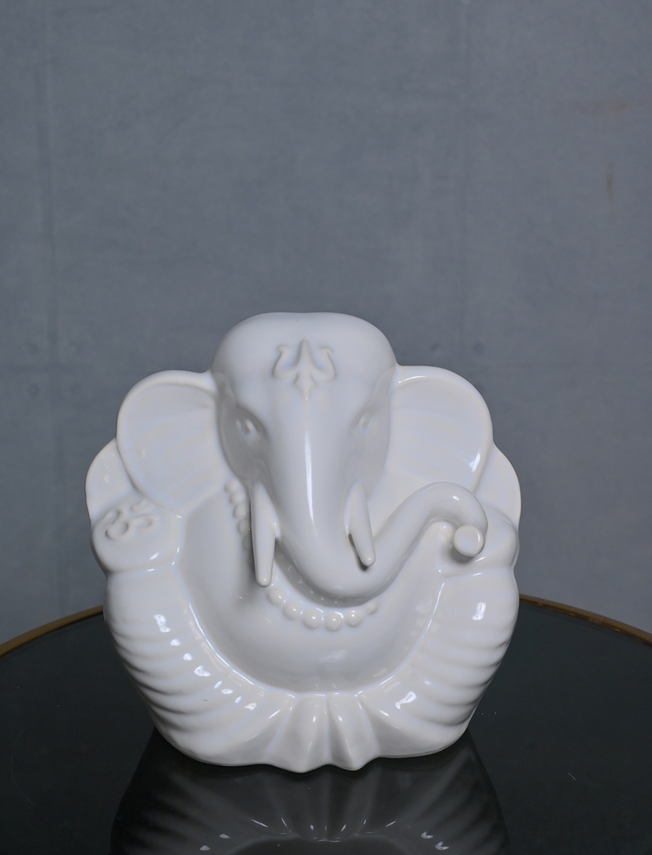 Order Happiness | White Ceramic Ganesha Statue