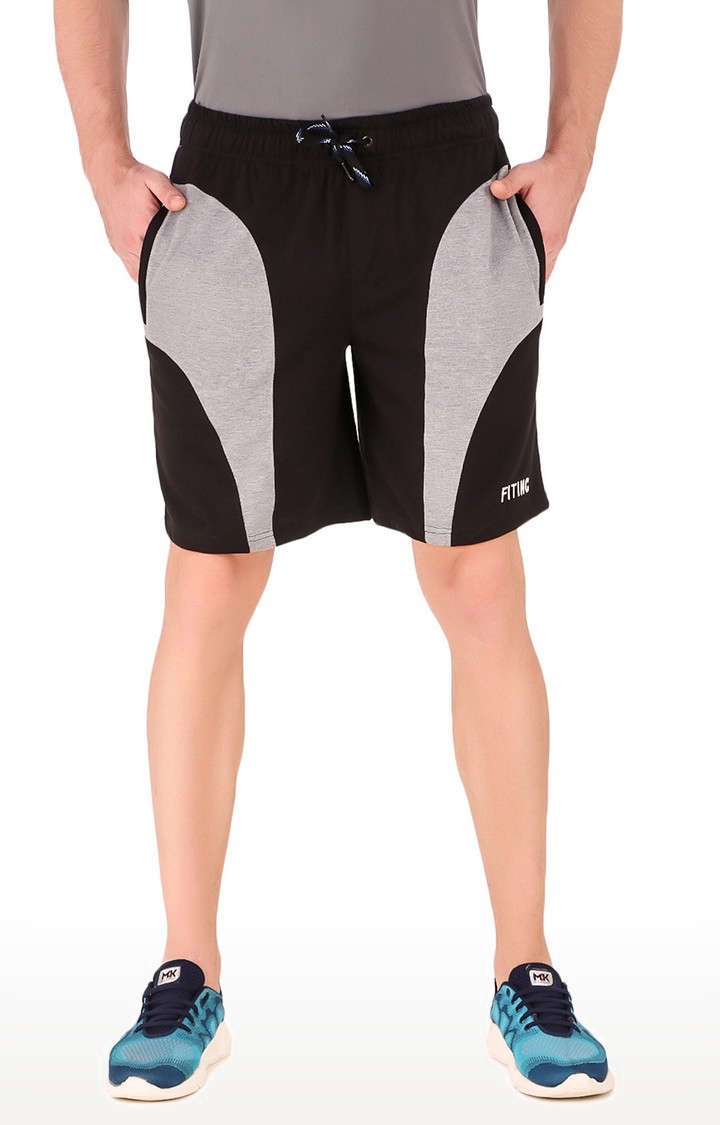 Fitinc | Fitinc Cotton Black Shorts for Men with Contrast Design