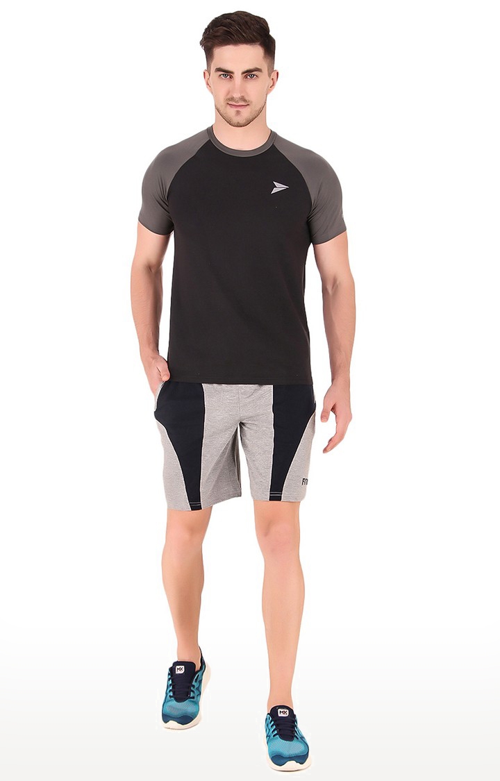 Fitinc Cotton Grey Shorts for Men with Contrast Design