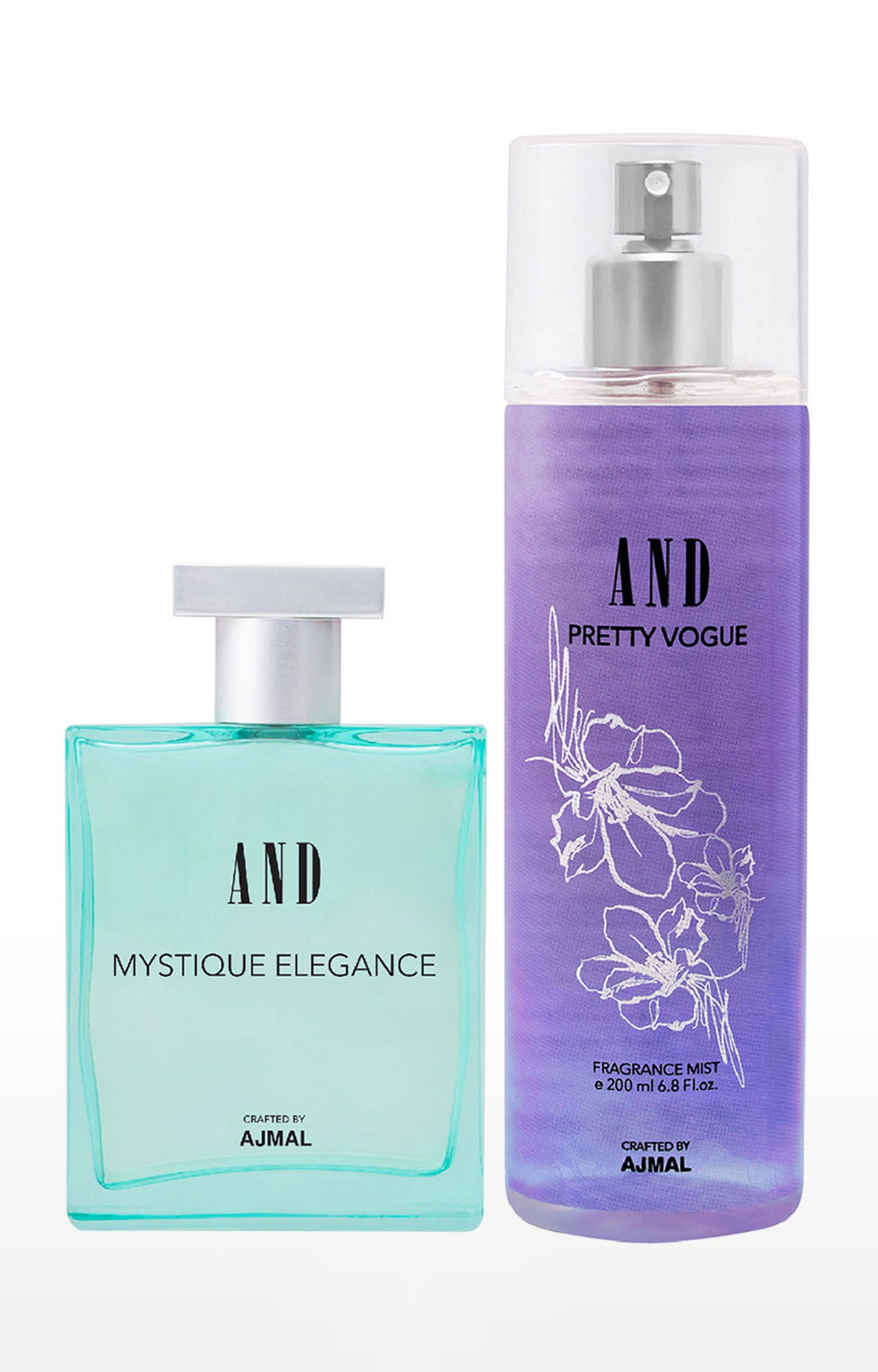 AND Mystique Elegance Eau De Parfum 50ML & Pretty Vogue Body Mist 200ML Pack of 2 for Women Crafted by Ajmal 