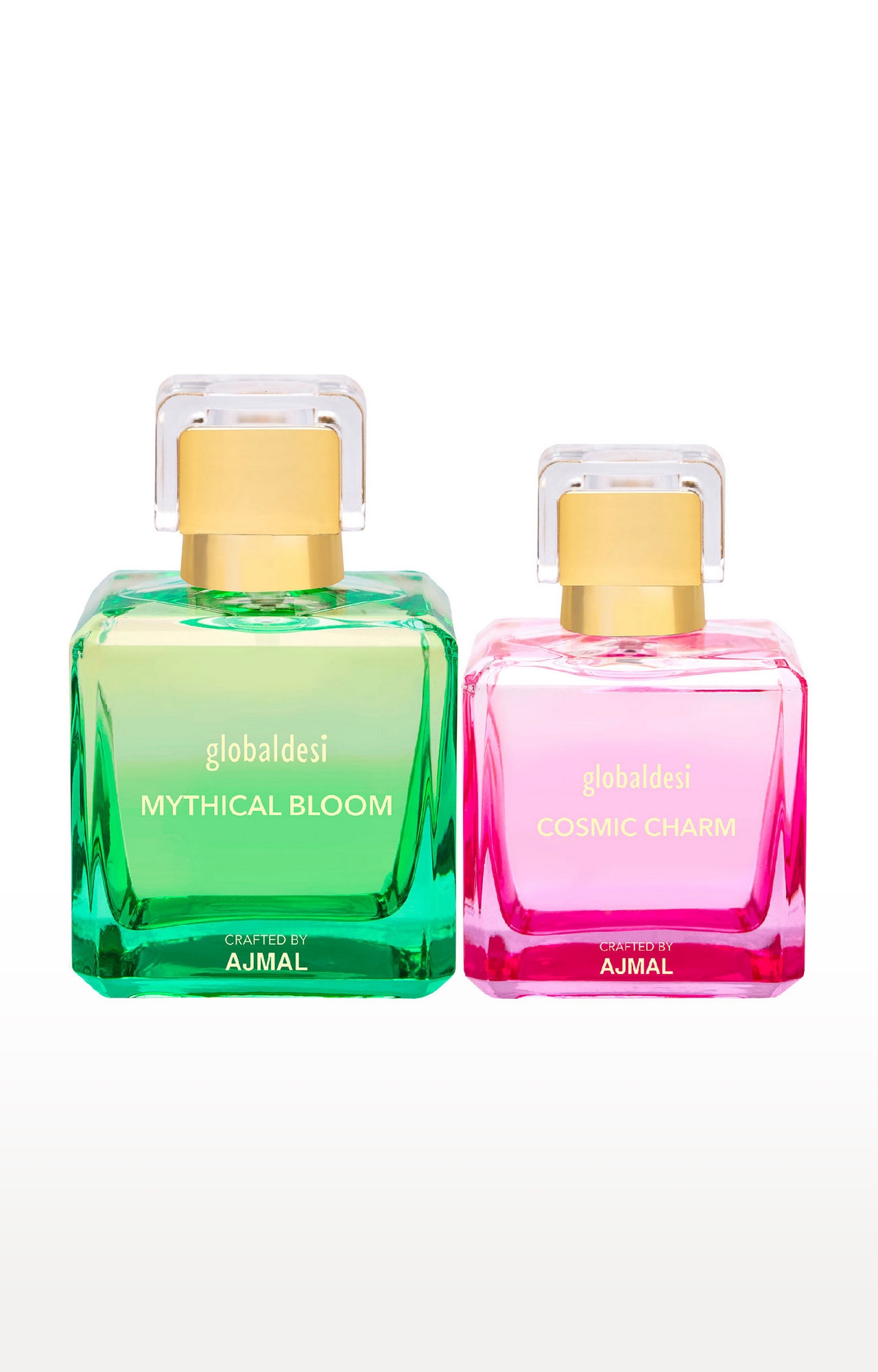 Global Desi Crafted By Ajmal | Global Mythical Bloom 100ML & Cosmic Charm 50ML Eau De Parfum for Women Crafted by Ajmal + 2 Parfum Testers