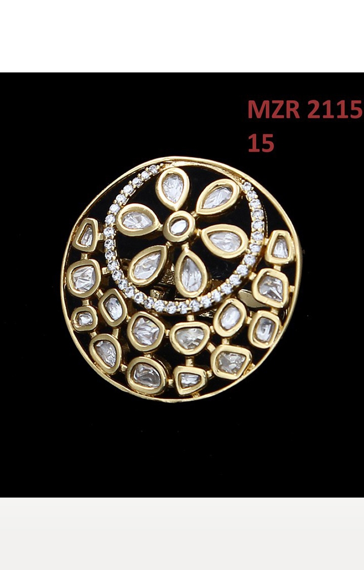 55Carat | White Copper Gold Plated Kundan Rings 1