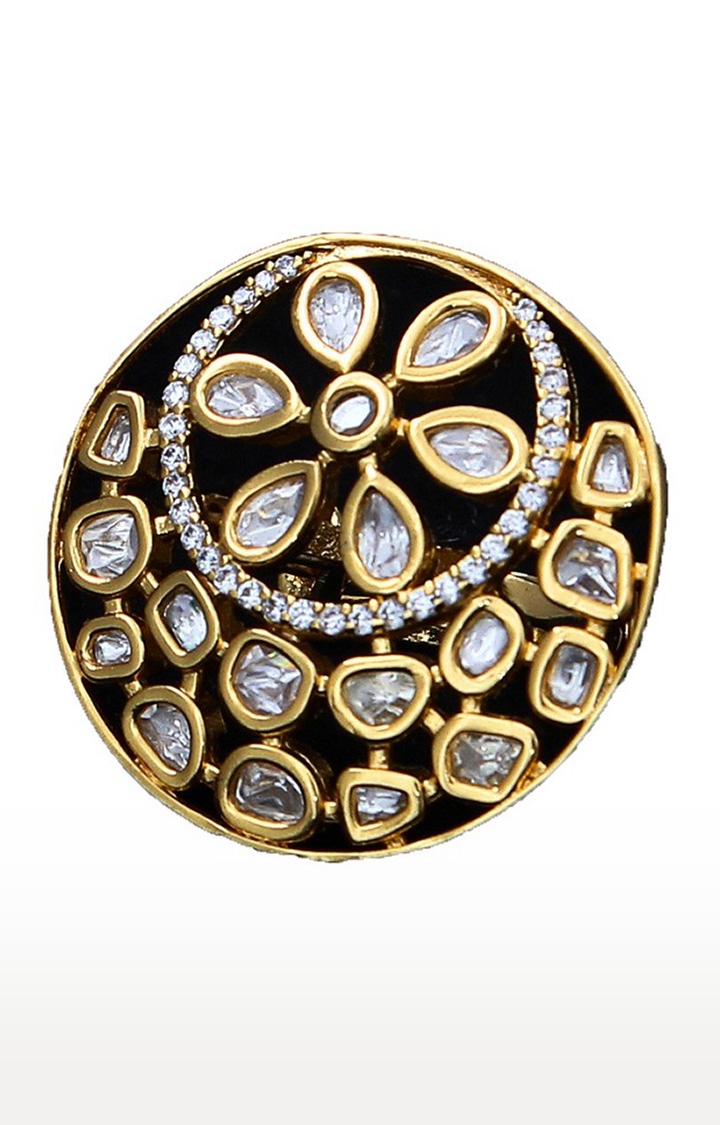 55Carat | White Copper Gold Plated Kundan Rings