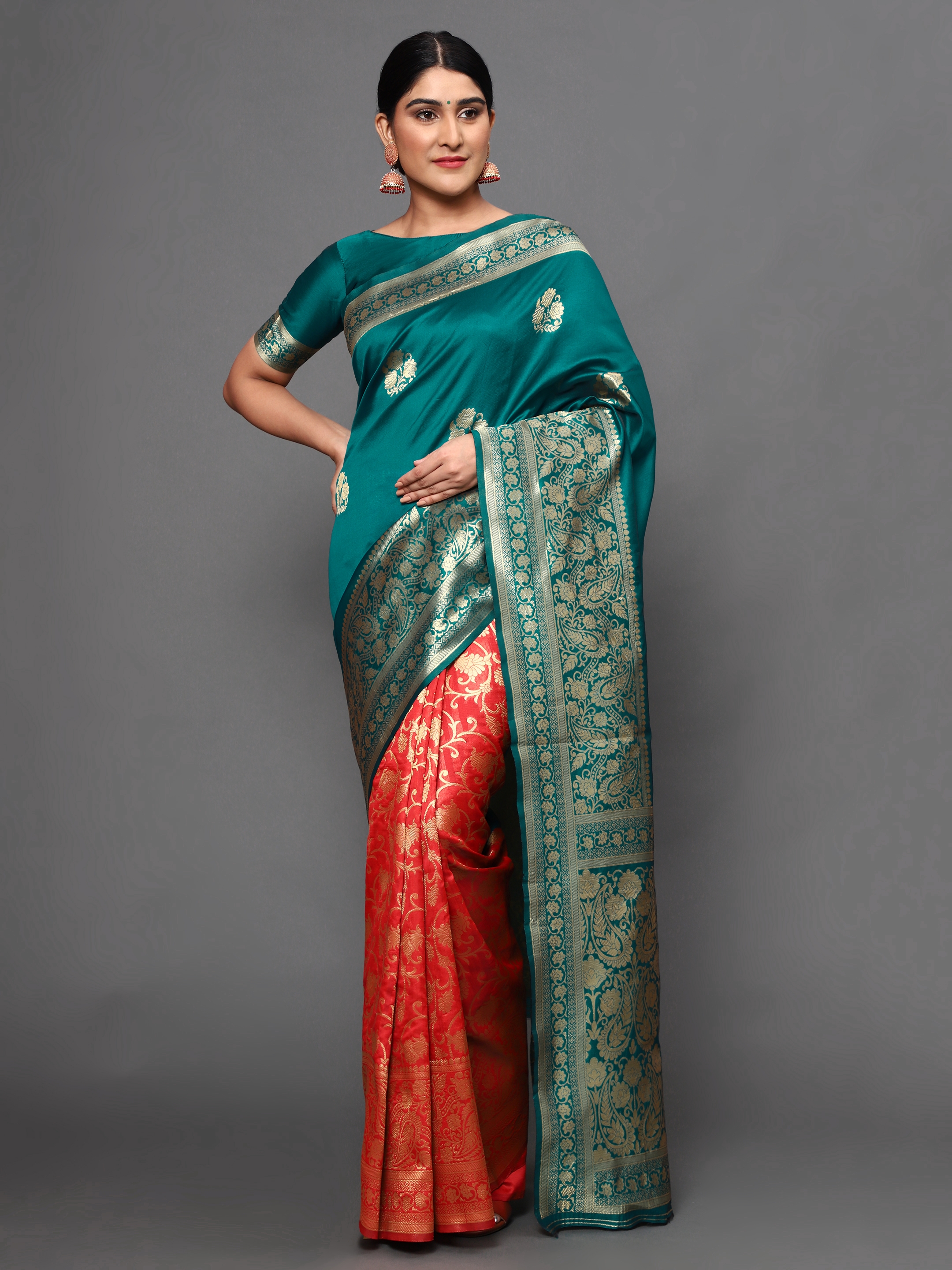 Glemora | Glemora Green Fancy Ethnic Wear Silk Blend Banarasi Traditional Saree