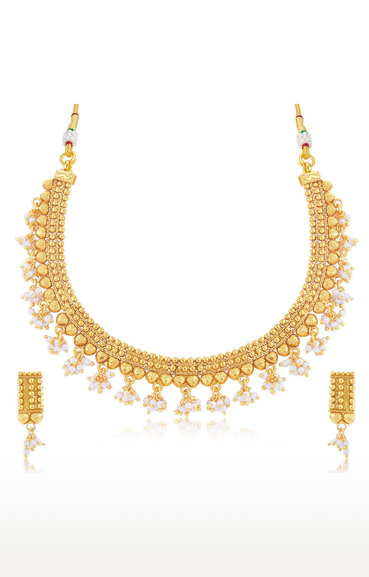 SUKKHI | Sukkhi Glorious Pearl Gold Plated Choker Necklace Set For Women